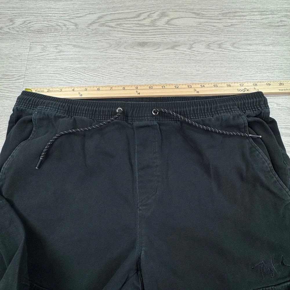 Tony Hawk Mens Jogger Pants Black Large Elastic Drawstring Waist Zipper Pockets‎